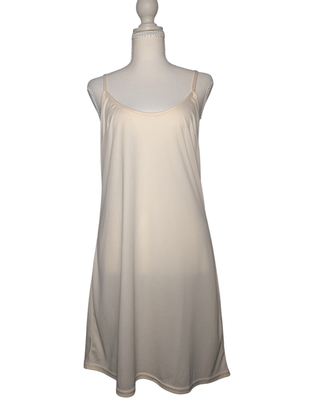 Boston Proper Soft Ivory Slip Chemise with Spaghetti Straps